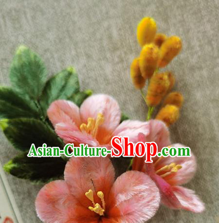 China Handmade Hair Accessories Classical Pink Flowers Hair Stick Traditional Cheongsam Velvet Hairpin China Handmade Hair Accessories Classical Pink Flowers Hair Stick Traditional Cheongsam Velvet Hairpin