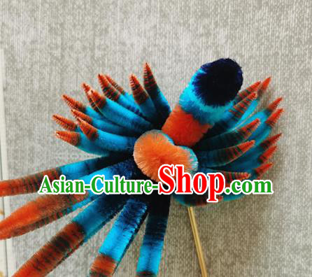 China Classical Blue Phoenix Hair Stick Traditional Cheongsam Velvet Hairpin Handmade Hair Accessories China Classical Blue Phoenix Hair Stick Traditional Cheongsam Velvet Hairpin Handmade Hair Accessories
