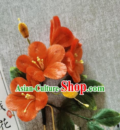 China Traditional Cheongsam Velvet Hairpin Handmade Hair Accessories Classical Red Flowers Hair Stick China Traditional Cheongsam Velvet Hairpin Handmade Hair Accessories Classical Red Flowers Hair Stick
