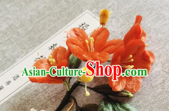China Traditional Cheongsam Velvet Hairpin Handmade Hair Accessories Classical Red Flowers Hair Stick China Traditional Cheongsam Velvet Hairpin Handmade Hair Accessories Classical Red Flowers Hair Stick