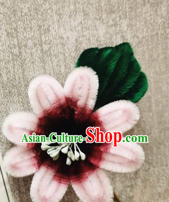 China Traditional Cheongsam Velvet Hairpin Handmade Hair Accessories Classical Pink Flowers Hair Stick China Traditional Cheongsam Velvet Hairpin Handmade Hair Accessories Classical Pink Flowers Hair Stick