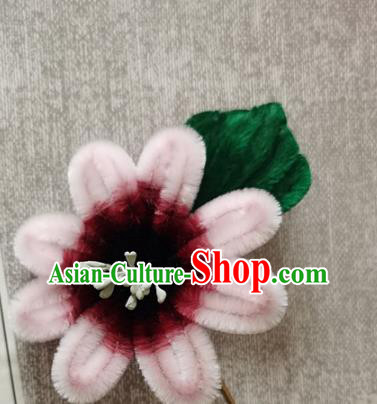 China Traditional Cheongsam Velvet Hairpin Handmade Hair Accessories Classical Pink Flowers Hair Stick China Traditional Cheongsam Velvet Hairpin Handmade Hair Accessories Classical Pink Flowers Hair Stick
