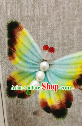 China Traditional Cheongsam Pearls Hairpin Handmade Hair Accessories Classical Velvet Butterfly Hair Stick China Traditional Cheongsam Pearls Hairpin Handmade Hair Accessories Classical Velvet Butterfly Hair Stick