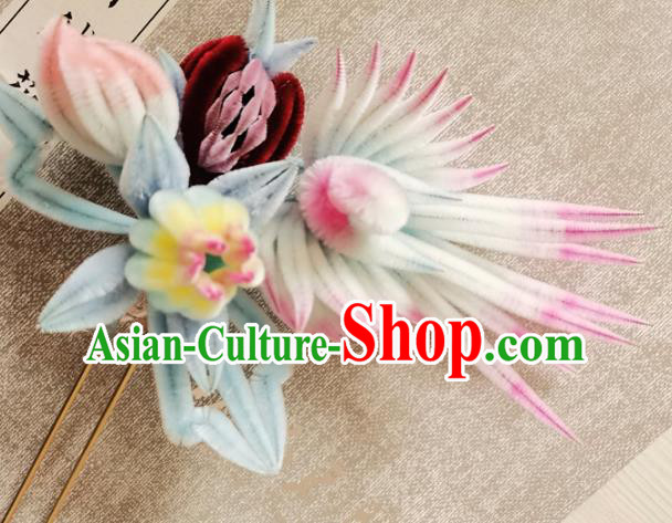 China Classical Velvet Hair Stick Traditional Cheongsam Phoenix Hairpin Handmade Hair Accessories China Classical Velvet Hair Stick Traditional Cheongsam Phoenix Hairpin Handmade Hair Accessories
