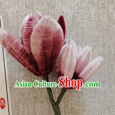 Handmade China Traditional Cheongsam Accessories Classical Velvet Mangnolia Brooch