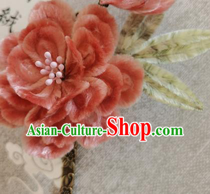 China Classical Flowers Hair Stick Traditional Ancient Princess Velvet Peach Blossom Hairpin China Classical Flowers Hair Stick Traditional Ancient Princess Velvet Peach Blossom Hairpin