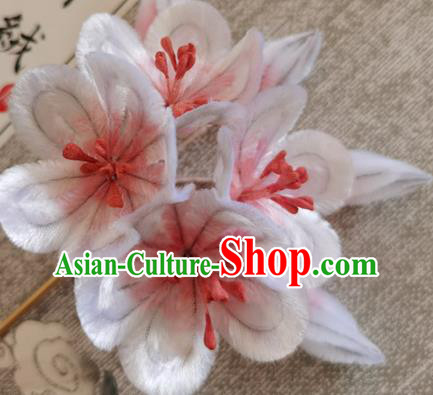 China Classical Plum Blossom Hair Stick Traditional Ancient Princess Velvet Flowers Hairpin China Classical Plum Blossom Hair Stick Traditional Ancient Princess Velvet Flowers Hairpin