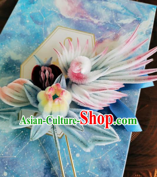China Classical Velvet Hair Stick Traditional Cheongsam Phoenix Hairpin Handmade Hair Accessories China Classical Velvet Hair Stick Traditional Cheongsam Phoenix Hairpin Handmade Hair Accessories