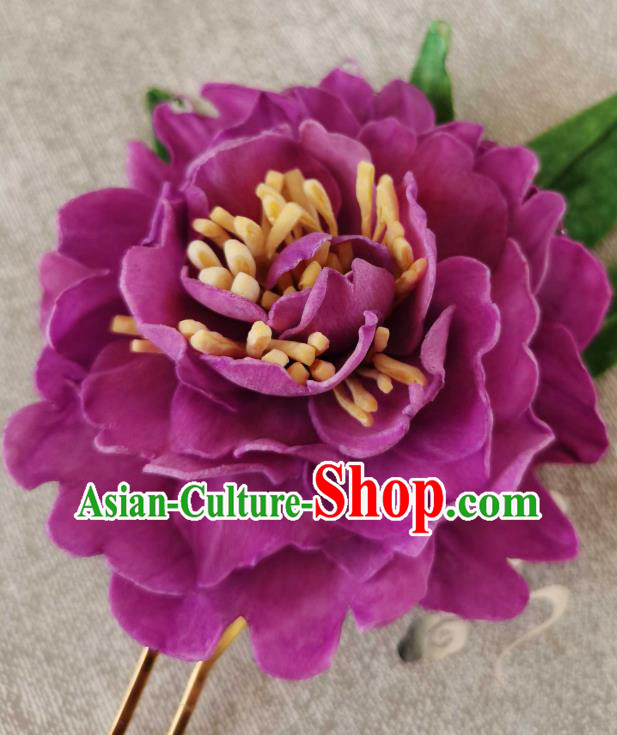 China Classical Purple Peony Hair Stick Traditional Ancient Tang Dynasty Court Woman Hairpin China Classical Purple Peony Hair Stick Traditional Ancient Tang Dynasty Court Woman Hairpin