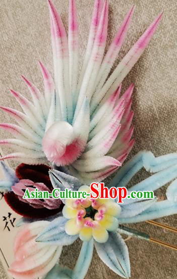 China Classical Velvet Hair Stick Traditional Cheongsam Phoenix Hairpin Handmade Hair Accessories China Classical Velvet Hair Stick Traditional Cheongsam Phoenix Hairpin Handmade Hair Accessories