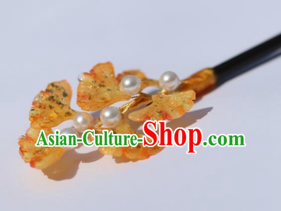 China Classical Hanfu Ginkgo Leaf Hairpin Traditional Ancient Ming Dynasty Princess Wood Hair Stick China Classical Hanfu Ginkgo Leaf Hairpin Traditional Ancient Ming Dynasty Princess Wood Hair Stick