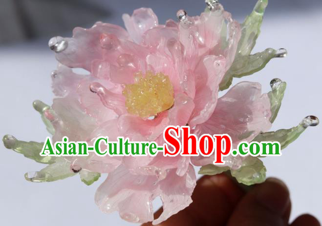 China Traditional Ancient Ming Dynasty Princess Peony Hair Stick Classical Hanfu Green Leaf Hairpin China Traditional Ancient Ming Dynasty Princess Peony Hair Stick Classical Hanfu Green Leaf Hairpin