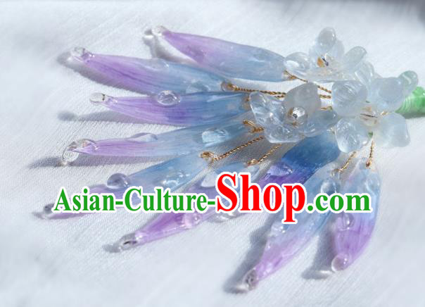 China Classical Hanfu Purple Bamboo Leaf Hairpin Traditional Hair Stick China Classical Hanfu Purple Bamboo Leaf Hairpin Traditional Hair Stick