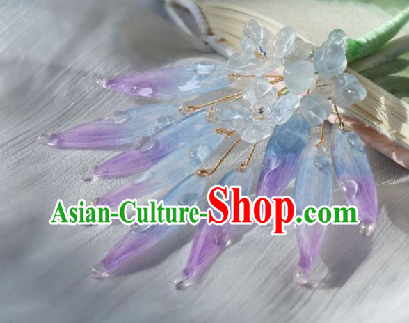 China Classical Hanfu Purple Bamboo Leaf Hairpin Traditional Hair Stick China Classical Hanfu Purple Bamboo Leaf Hairpin Traditional Hair Stick