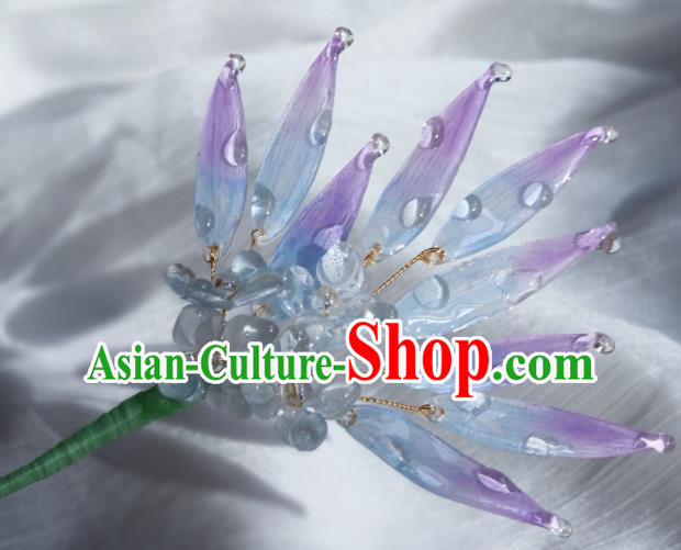 China Classical Hanfu Purple Bamboo Leaf Hairpin Traditional Hair Stick China Classical Hanfu Purple Bamboo Leaf Hairpin Traditional Hair Stick