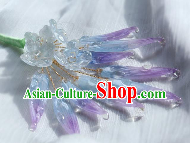 China Classical Hanfu Purple Bamboo Leaf Hairpin Traditional Hair Stick China Classical Hanfu Purple Bamboo Leaf Hairpin Traditional Hair Stick