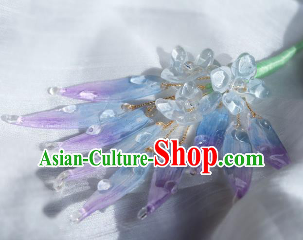 China Classical Hanfu Purple Bamboo Leaf Hairpin Traditional Hair Stick China Classical Hanfu Purple Bamboo Leaf Hairpin Traditional Hair Stick