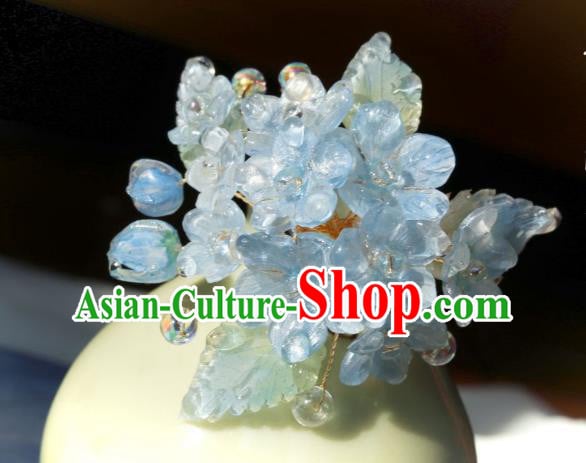 China Classical Hanfu Flowers Hairpin Traditional Blue Hydrangea Hair Stick China Classical Hanfu Flowers Hairpin Traditional Blue Hydrangea Hair Stick