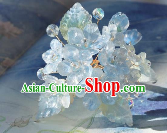 China Classical Hanfu Flowers Hairpin Traditional Blue Hydrangea Hair Stick China Classical Hanfu Flowers Hairpin Traditional Blue Hydrangea Hair Stick