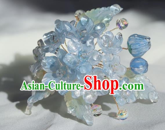 China Classical Hanfu Flowers Hairpin Traditional Blue Hydrangea Hair Stick China Classical Hanfu Flowers Hairpin Traditional Blue Hydrangea Hair Stick
