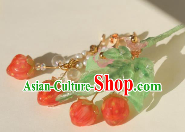 China Classical Hanfu Strawberry Tassel Hairpin Traditional Ming Dynasty Princess Hair Stick China Classical Hanfu Strawberry Tassel Hairpin Traditional Ming Dynasty Princess Hair Stick