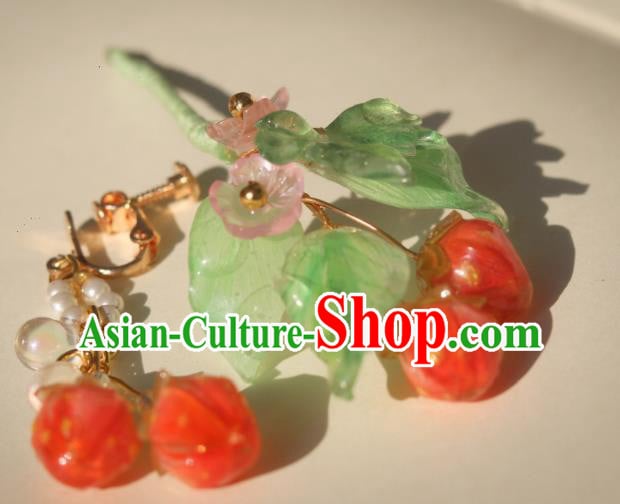 China Classical Hanfu Strawberry Tassel Hairpin Traditional Ming Dynasty Princess Hair Stick China Classical Hanfu Strawberry Tassel Hairpin Traditional Ming Dynasty Princess Hair Stick