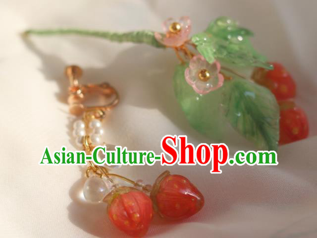 China Classical Hanfu Strawberry Tassel Hairpin Traditional Ming Dynasty Princess Hair Stick China Classical Hanfu Strawberry Tassel Hairpin Traditional Ming Dynasty Princess Hair Stick