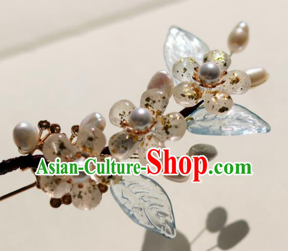 China Classical Hanfu Hairpin Traditional Ming Dynasty Princess Pearls Plum Blossom Hair Stick China Classical Hanfu Hairpin Traditional Ming Dynasty Princess Pearls Plum Blossom Hair Stick