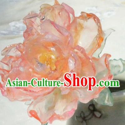 China Classical Hanfu Pink Peony Hairpin Traditional Tang Dynasty Palace Lady Hair Stick