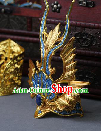 China Ancient Swordsman Hair Accessories Traditional Hanfu Blue Hairdo Crown China Ancient Swordsman Hair Accessories Traditional Hanfu Blue Hairdo Crown