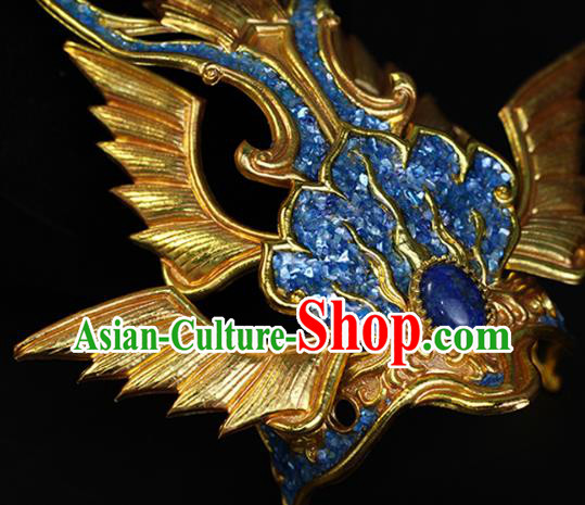 China Ancient Swordsman Hair Accessories Traditional Hanfu Blue Hairdo Crown China Ancient Swordsman Hair Accessories Traditional Hanfu Blue Hairdo Crown