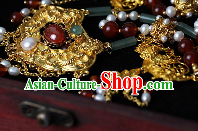 Chinese Traditional Wedding Jade Pearls Necklace Ancient Princess Agate Tassel Necklet Accessories Chinese Traditional Wedding Jade Pearls Necklace Ancient Princess Agate Tassel Necklet Accessories