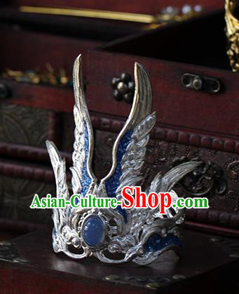 China Traditional Hanfu Hairdo Crown Ancient Swordsman Argent Wings Hair Accessories China Traditional Hanfu Hairdo Crown Ancient Swordsman Argent Wings Hair Accessories