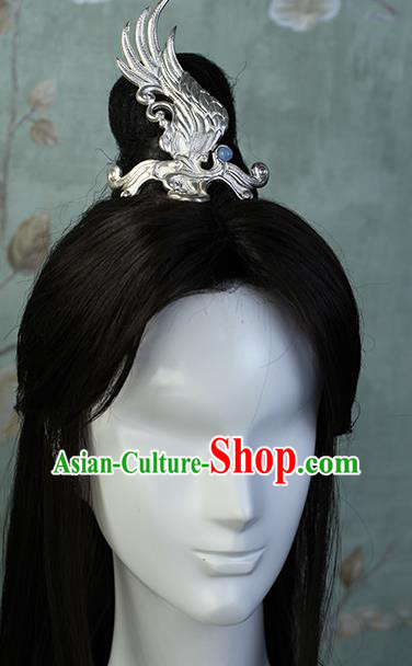 China Ancient Swordsman Argent Hair Accessories Traditional Hanfu Argent Hairdo Crown China Ancient Swordsman Argent Hair Accessories Traditional Hanfu Argent Hairdo Crown