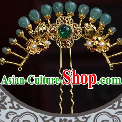 China Ancient Empress Golden Butterfly Hairpin Traditional Ming Dynasty Court Queen Hair Stick