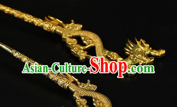 China Ancient Emperor Hair Accessories Traditional Hanfu Golden Hairdo Crown and Hairpins China Ancient Emperor Hair Accessories Traditional Hanfu Golden Hairdo Crown and Hairpins