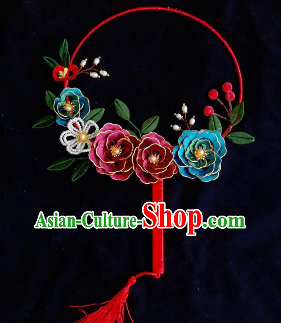 China Ancient Bride Wedding Accessories Traditional Hanfu Silk Peony Palace Fan China Ancient Bride Wedding Accessories Traditional Hanfu Silk Peony Palace Fan