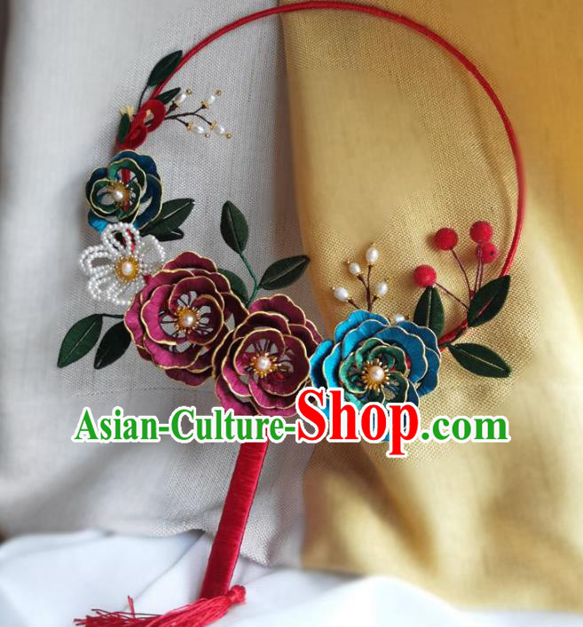 China Ancient Bride Wedding Accessories Traditional Hanfu Silk Peony Palace Fan China Ancient Bride Wedding Accessories Traditional Hanfu Silk Peony Palace Fan