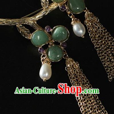 Chinese Traditional Jade Plum Brooch Classical Cheongsam Jewelry Accessories