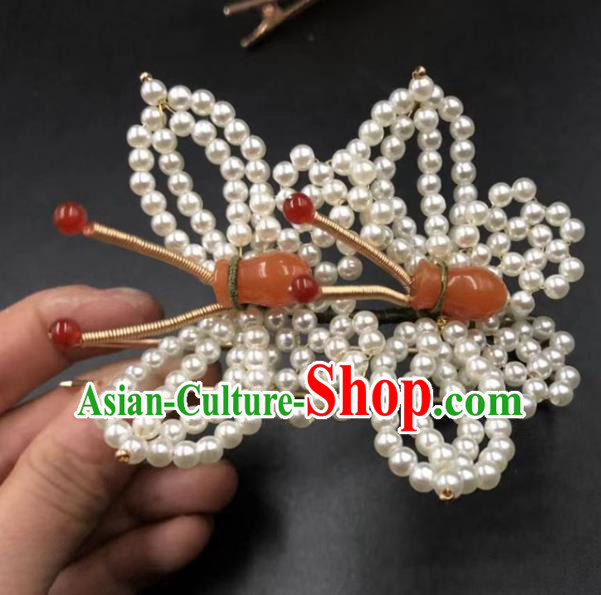 China Ancient Princess Hair Accessories Traditional Qing Dynasty Court Pearls Butterfly Hair Sticks China Ancient Princess Hair Accessories Traditional Qing Dynasty Court Pearls Butterfly Hair Sticks