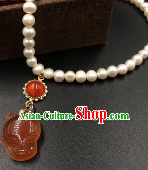 Chinese Traditional Agate Fox Necklace Classical Cheongsam Pearls AccessoriesChinese Traditional Agate Fox Necklace Classical Cheongsam Pearls Accessories Chinese Traditional Agate Fox Necklace Classical Cheongsam Pearls AccessoriesChinese Traditional Agate Fox Necklace Classical Cheongsam Pearls Accessories