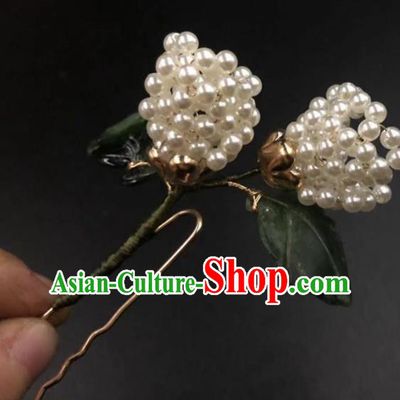 China Ancient Princess Tulip Hairpin Traditional Qing Dynasty Court Beads Hair Sticks