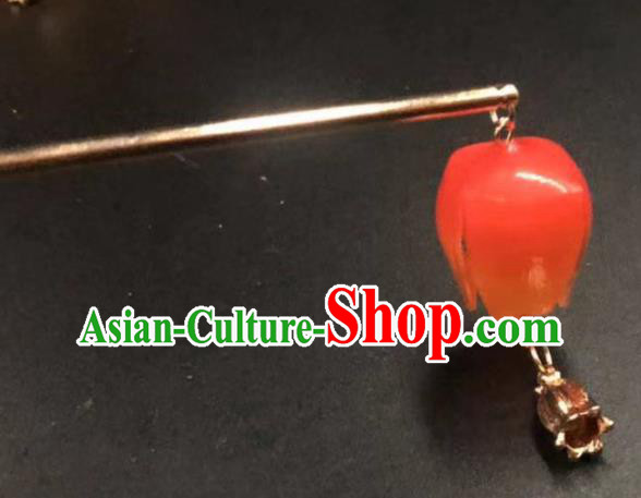 China Ancient Princess Red Lantern Hairpin Traditional Hanfu Hair Stick China Ancient Princess Red Lantern Hairpin Traditional Hanfu Hair Stick