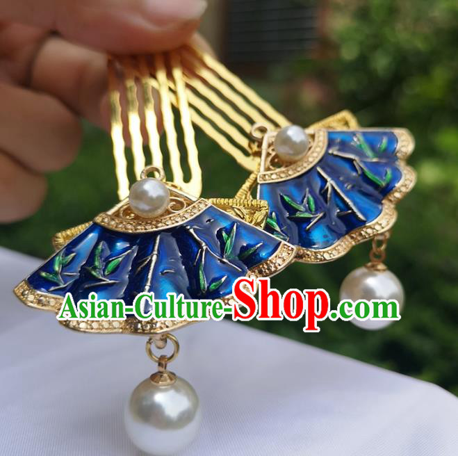 China Ancient Princess Hairpin Traditional Hanfu Hair Accessories Ming Dynasty Blueing Hair Combs China Ancient Princess Hairpin Traditional Hanfu Hair Accessories Ming Dynasty Blueing Hair Combs
