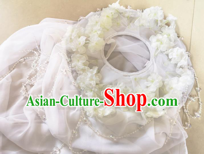 Chinese Traditional Hanfu Bamboo Hat Ancient Female Swordsman White Veil Hat Chinese Traditional Hanfu Bamboo Hat Ancient Female Swordsman White Veil Hat