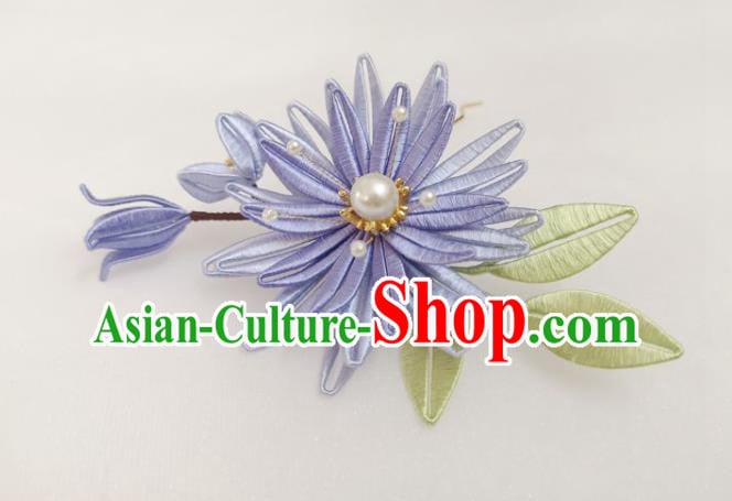 China Ancient Hanfu Hairpin Traditional Ming Dynasty Lilac Silk Epiphyllum Hair Clip China Ancient Hanfu Hairpin Traditional Ming Dynasty Lilac Silk Epiphyllum Hair Clip