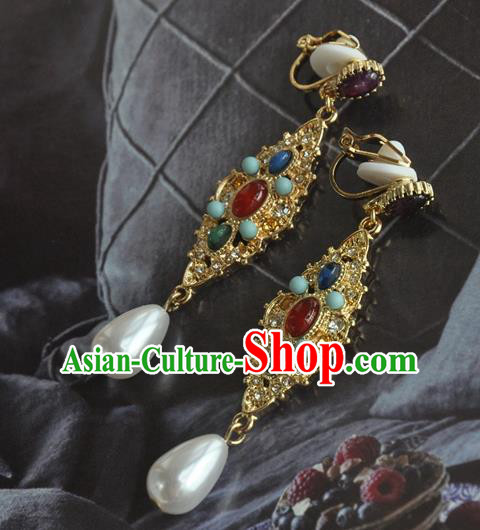 Chinese Classical Cheongsam Gems Fan Ear Accessories Traditional Court Crystal Earrings Chinese Classical Cheongsam Gems Fan Ear Accessories Traditional Court Crystal Earrings