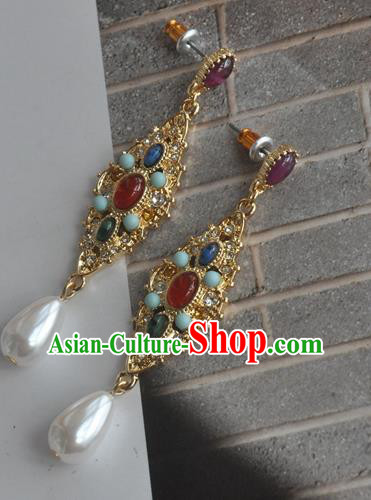Chinese Classical Cheongsam Gems Fan Ear Accessories Traditional Court Crystal Earrings Chinese Classical Cheongsam Gems Fan Ear Accessories Traditional Court Crystal Earrings