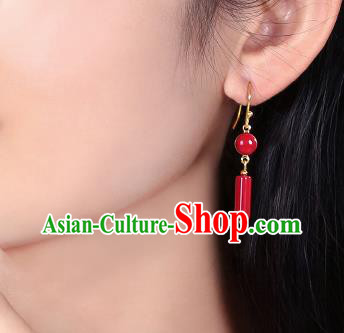Chinese Classical Red Ear Accessories Traditional Cheongsam Earrings Chinese Classical Red Ear Accessories Traditional Cheongsam Earrings