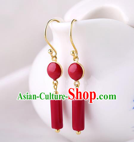 Chinese Classical Red Ear Accessories Traditional Cheongsam Earrings Chinese Classical Red Ear Accessories Traditional Cheongsam Earrings